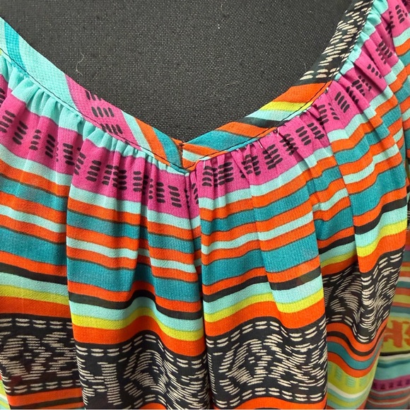 Ivy Jane Boho Fringe Tunic Top Multicolor Striped Festival Western Large - Picture 3 of 10